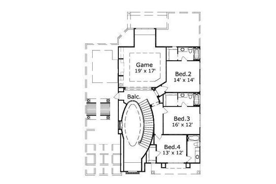 Floor Plan - Upper Floor for European House Plan #411-518 - 4 bed, 4.5 bath