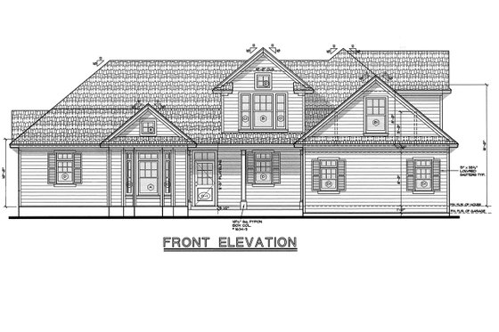 Exterior - Front Elevation 3 for Traditional House Plan #20-612 - 3 bed, 2.5 bath