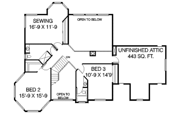 Floor Plan - Upper Floor for Traditional House Plan #60-376 - 5 bed, 4.5 bath