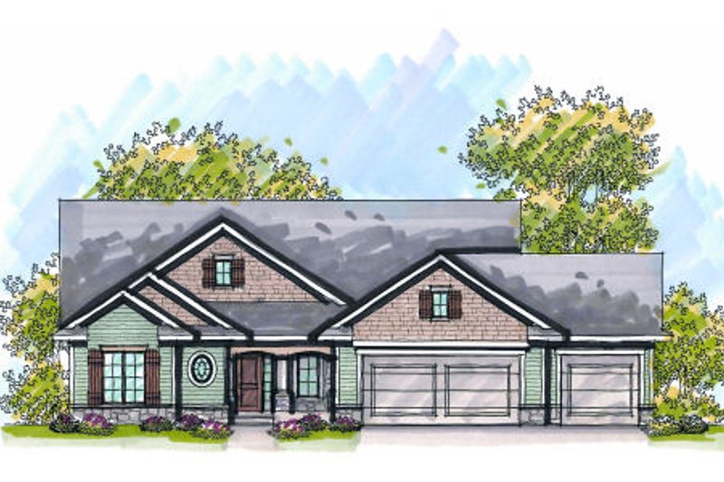 House Blueprint - Bungalow Exterior - Front Elevation Plan #70-977