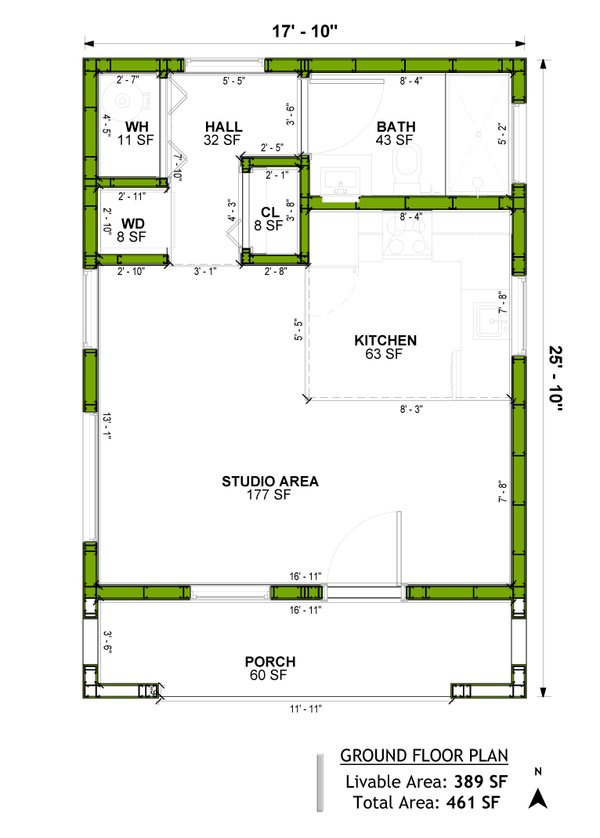 House Blueprint - Floor Plan - Main Floor for Mediterranean House Plan #1106-71, 1 bath