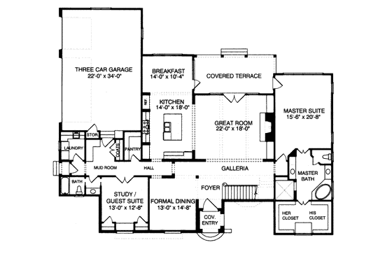 Floor Plan - Main Floor for European House Plan #413-835 - 5 bed, 4 bath