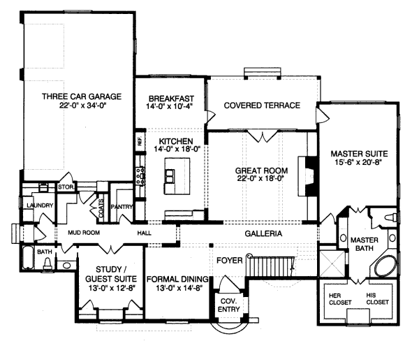 Dream House Plan - European Floor Plan - Main Floor Plan #413-835
