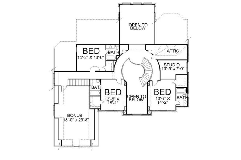 Dream House Plan - Floor Plan - Upper Floor for European House Plan #119-312 - 4 bed, 4 bath