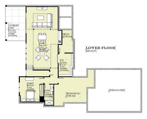 Architectural House Design - Modern Floor Plan - Lower Floor Plan #901-161