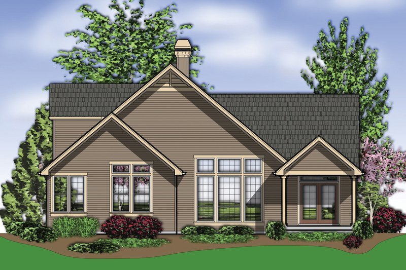 Architectural House Design - Rear View - 2100 square foot Craftsman home