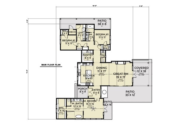 House Plan Design - Farmhouse Floor Plan - Main Floor Plan #1070-190
