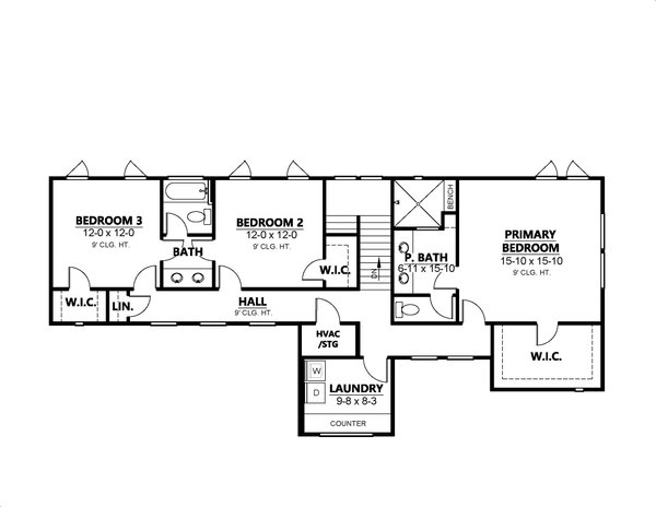 Modern Floor Plan - Upper Floor Plan #1080-28