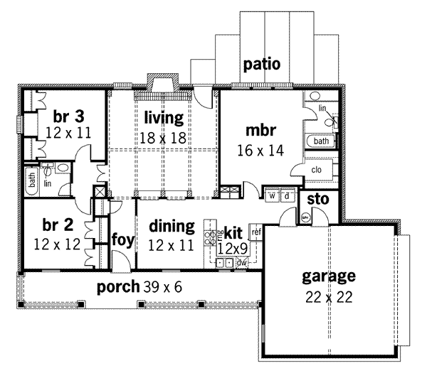 House Design - Ranch Floor Plan - Main Floor Plan #45-109