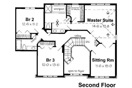 Floor Plan - Upper Floor for European House Plan #312-605 - 3 bed, 2.5 bath