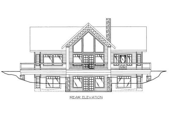 Exterior - Rear Elevation for Bungalow House Plan #117-651 - 3 bed, 4 bath