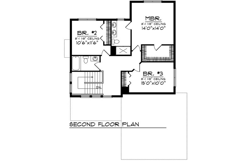 Dream House Plan - Floor Plan - Upper Floor for Bungalow House Plan #70-1069 - 3 bed, 2.5 bath