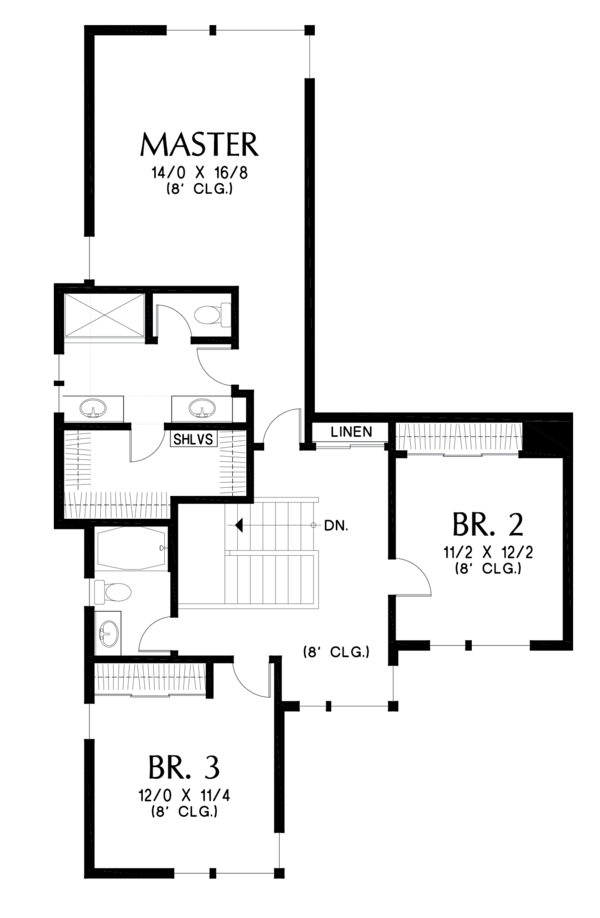 Contemporary Floor Plan - Upper Floor Plan #48-675