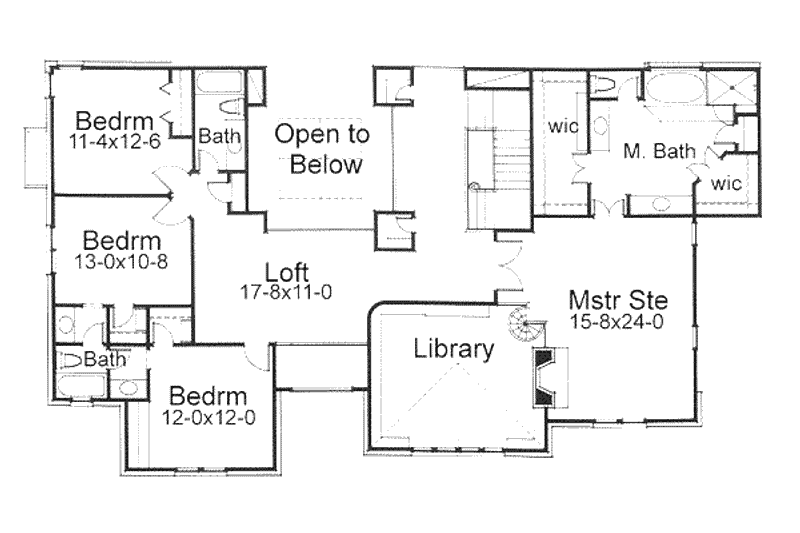 Architectural House Design - Floor Plan - Upper Floor for Traditional House Plan #120-101 - 5 bed, 5 bath