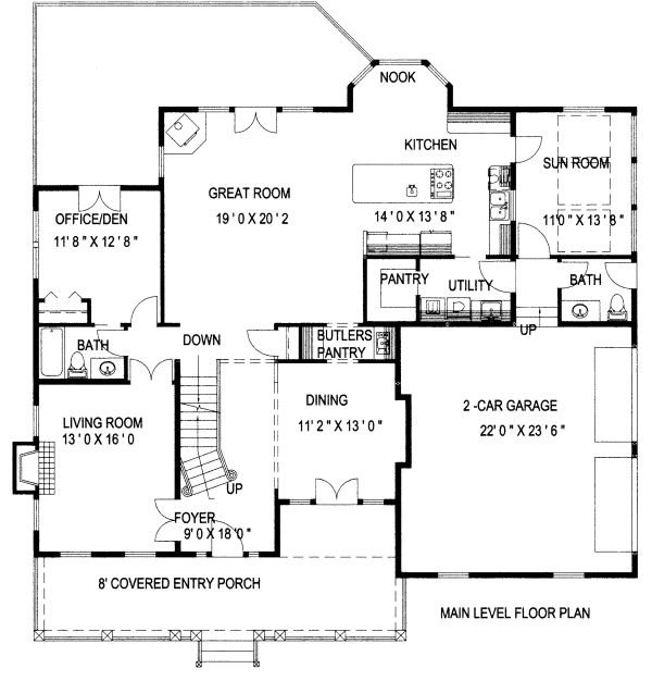 House Blueprint - Country Floor Plan - Main Floor Plan #117-878