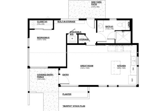 Floor Plan - Main Floor for Modern House Plan #895-152 - 1 bed, 1 bath