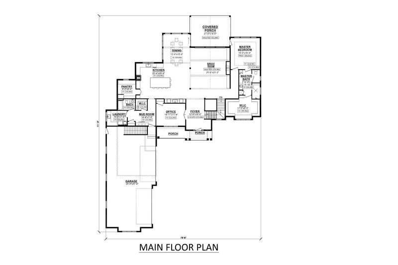 House Blueprint - Floor Plan - Main Floor for Craftsman House Plan #1089-26 - 5 bed, 4 bath