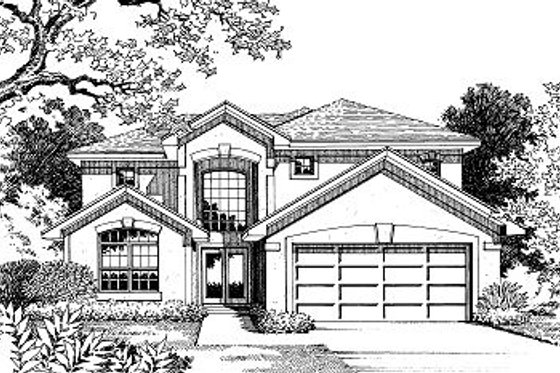 Exterior - Front Elevation for Mediterranean House Plan #417-302 - 4 bed, 3.5 bath