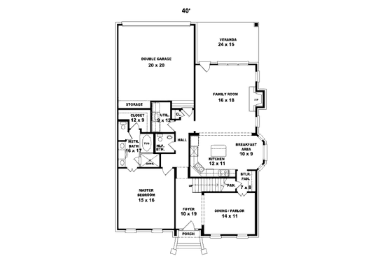Floor Plan - Main Floor for Traditional House Plan #81-13884 - 3 bed, 2.5 bath