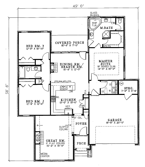 Dream House Plan - Traditional Floor Plan - Main Floor Plan #17-1005