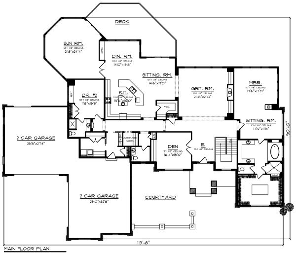Ranch Floor Plan - Main Floor Plan #70-1293