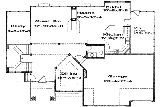 Floor Plan - Main Floor for Traditional House Plan #6-141 - 4 bed, 3.5 bath