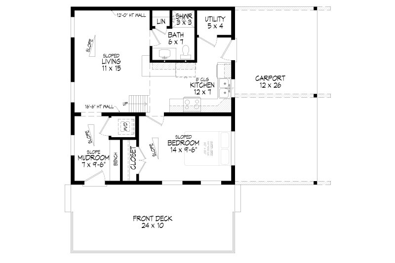 House Blueprint - Floor Plan - Main Floor for Contemporary House Plan #932-1441 - 1 bed, 1 bath