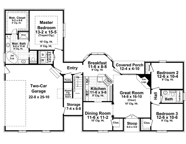 House Plan Design - European Floor Plan - Main Floor Plan #21-258