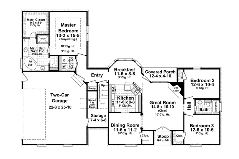 Dream House Plan - Floor Plan - Main Floor for European House Plan #21-258 - 3 bed, 2 bath