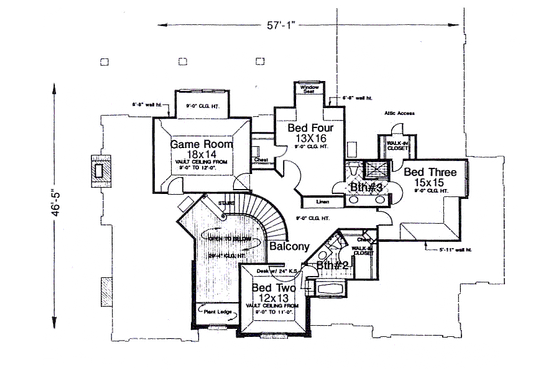 Floor Plan - Upper Floor for Colonial House Plan #310-946 - 4 bed, 3.5 bath