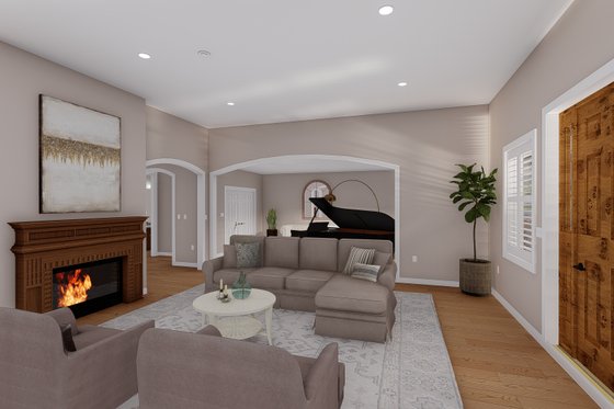 Interior - Family Room for Ranch House Plan #1060-21 - 5 bed, 4 bath