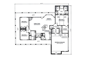 Floor Plan - Main Floor for Farmhouse House Plan #42-393 - 3 bed, 2 bath