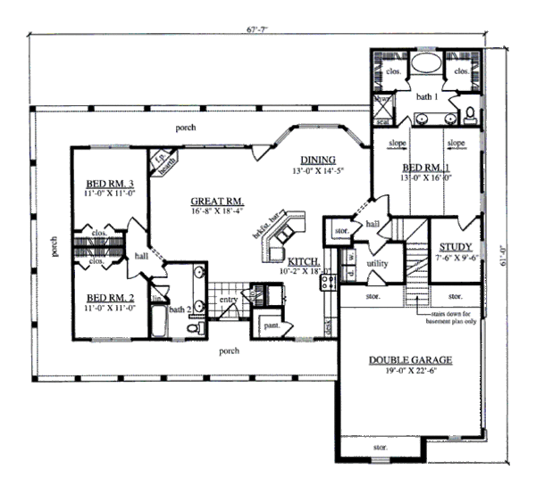 Farmhouse Floor Plan - Main Floor Plan #42-393