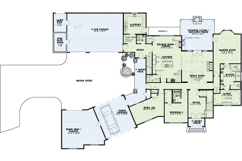Architectural House Design - Floor Plan - Main Floor for European House Plan #17-2489 - 4 bed, 4.5 bath