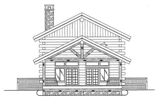 Exterior - Front Elevation 3 for Log House Plan #117-586 - 2 bed, 2 bath