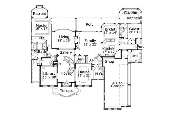 Floor Plan - Main Floor for Traditional House Plan #411-138 - 5 bed, 7.5 bath
