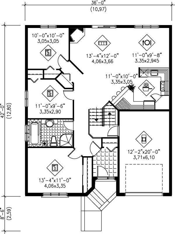 Contemporary Floor Plan - Main Floor Plan #25-1048