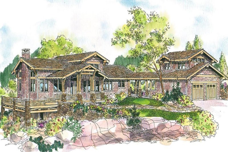 Architectural House Design - Prairie Exterior - Front Elevation Plan #124-553