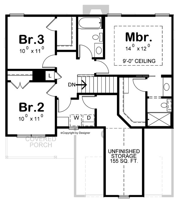 Farmhouse Floor Plan - Upper Floor Plan #20-2539