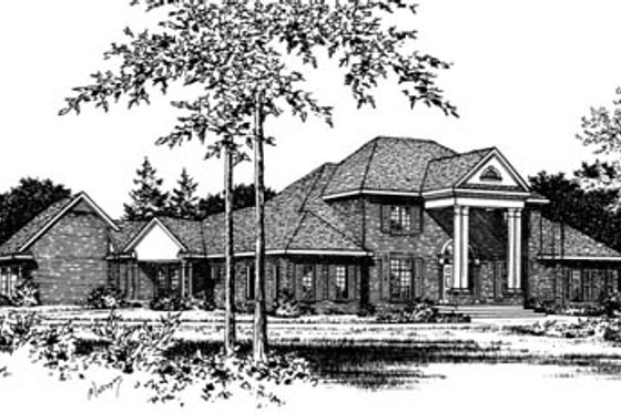 Exterior - Front Elevation for Classical House Plan #15-225 - 4 bed, 4.5 bath
