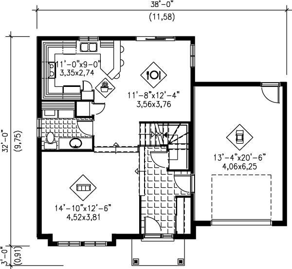 European Floor Plan - Main Floor Plan #25-222
