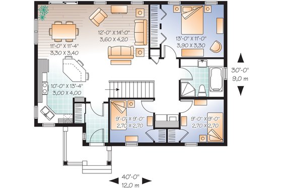 Main Floor Plan  - 1200 square foot cottage home