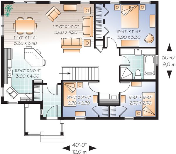 Home Plan - Main Floor Plan  - 1200 square foot cottage home
