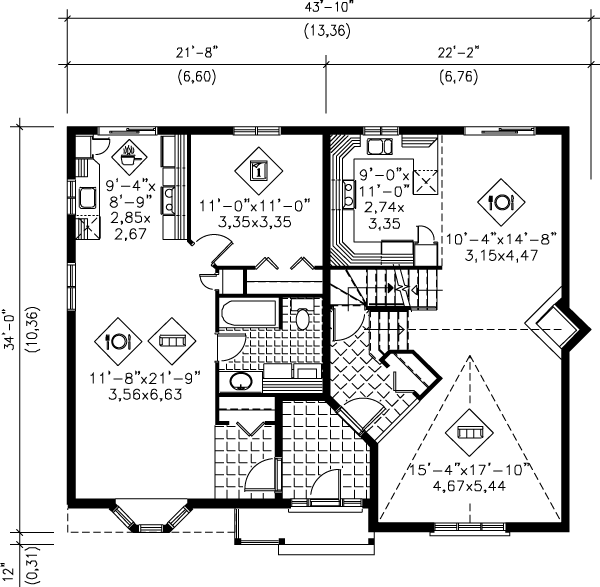 European Floor Plan - Main Floor Plan #25-301