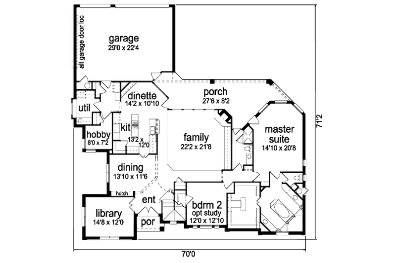 Home Plan - Floor Plan - Main Floor for Traditional House Plan #84-418 - 5 bed, 4 bath