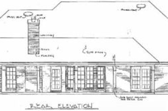 Exterior - Rear Elevation for Traditional House Plan #14-107 - 3 bed, 2 bath