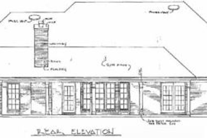 House Blueprint - Exterior - Rear Elevation for Traditional House Plan #14-107 - 3 bed, 2 bath