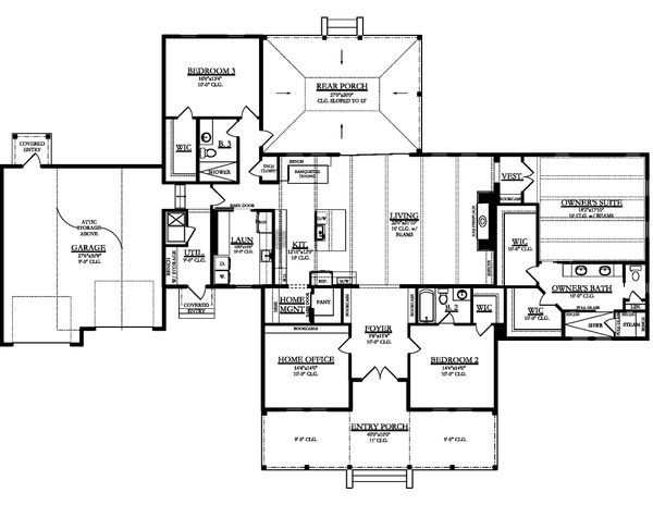 Ranch Floor Plan - Main Floor Plan #1058-173