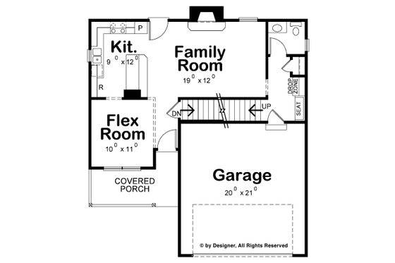 Floor Plan - Main Floor for Country House Plan #20-2258 - 3 bed, 2.5 bath