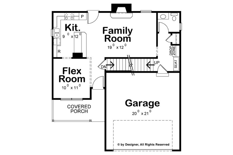 Architectural House Design - Floor Plan - Main Floor for Country House Plan #20-2258 - 3 bed, 2.5 bath